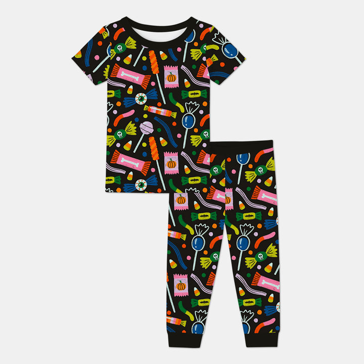 Trick or Treats Two Piece Short Sleeve Pajama Set For Haloween