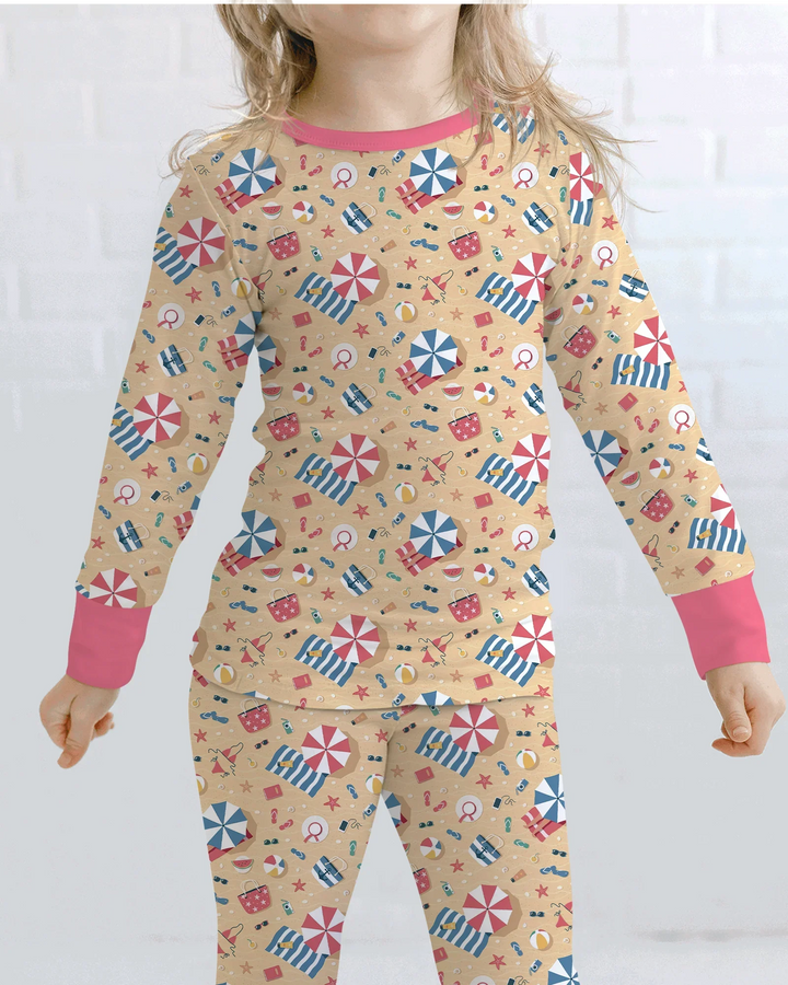 Sunny Beach Day Essentials Bamboo Two Piece Long Sleeve Pajama Set