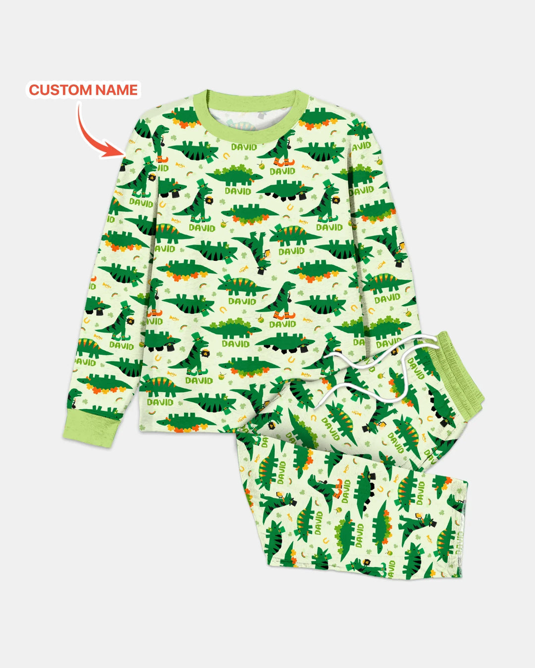 St. Patrick's Day Dinosaurs Custom Men's Pajama Set