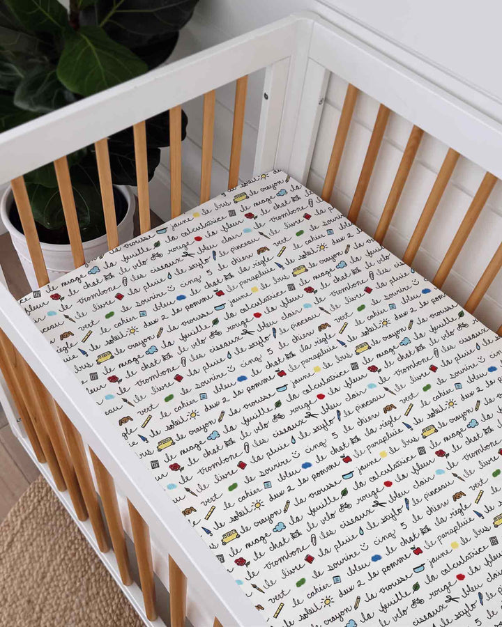 French Classroom Notes Bamboo Fitted Crib Sheet