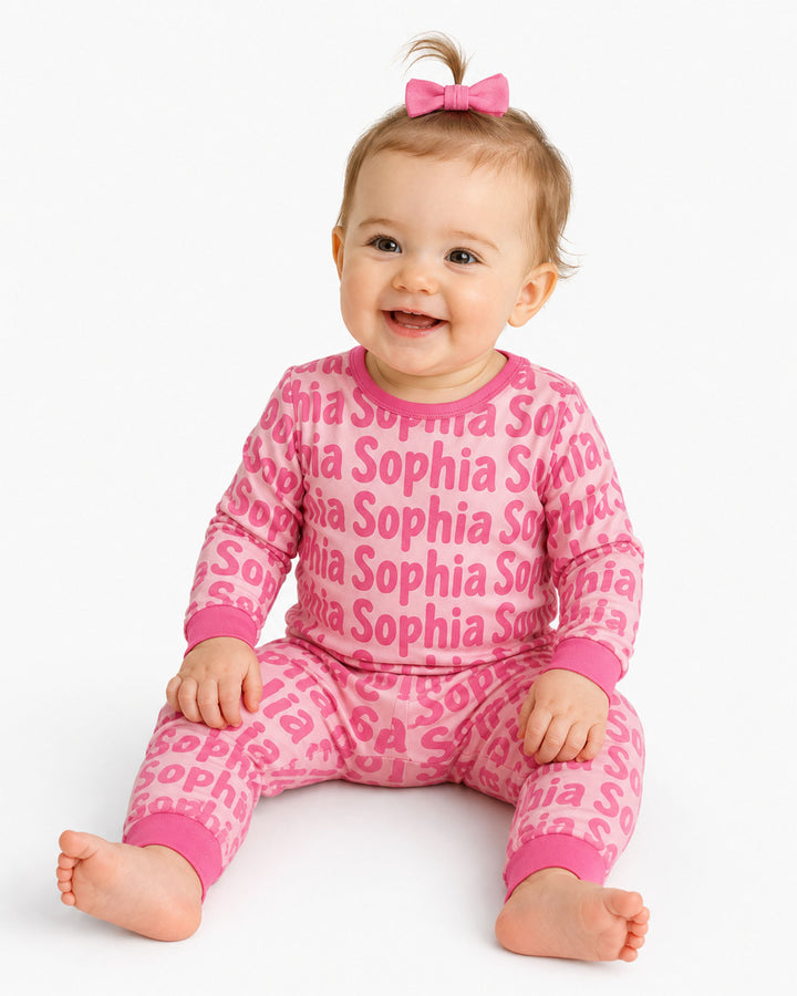 Little Letters Bamboo Two Piece Long Sleeve Pajama Set Bamboo Two Piece Long Sleeve Pajama Set