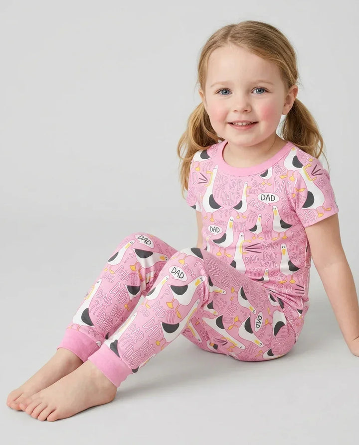 Conjunto de Pijama de Manga Corta de Bambú de Dos Piezas con Gaviota Divertida para PAPÁ
