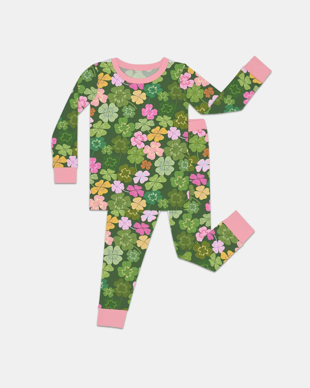 Lucky 4 Leaf Clover Two Piece Long Sleeve Pajama Set