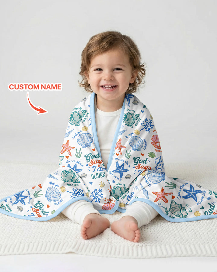 Coastal God Says I Am Custom Name Bamboo Blanket