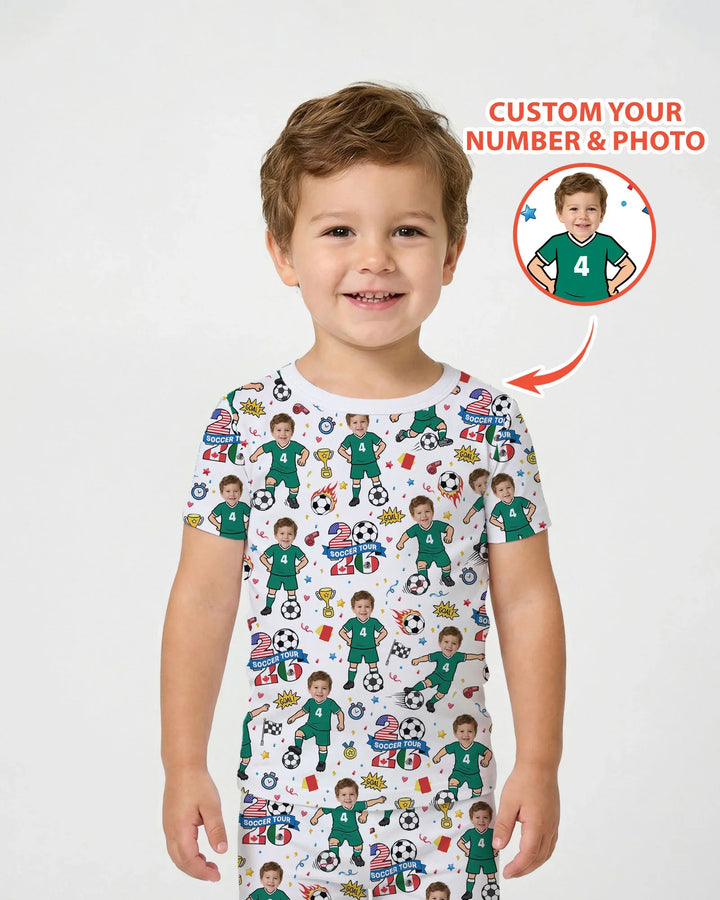 Conjunto de pijama de dos piezas de bambú de manga corta, plantilla personalizada