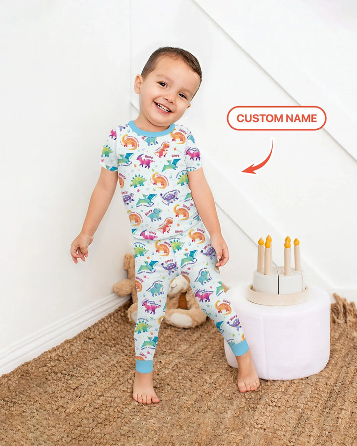 Fearfully & Wonderfully Made Custom Name Boy Bamboo Two Piece Short Sleeve Pajama Set