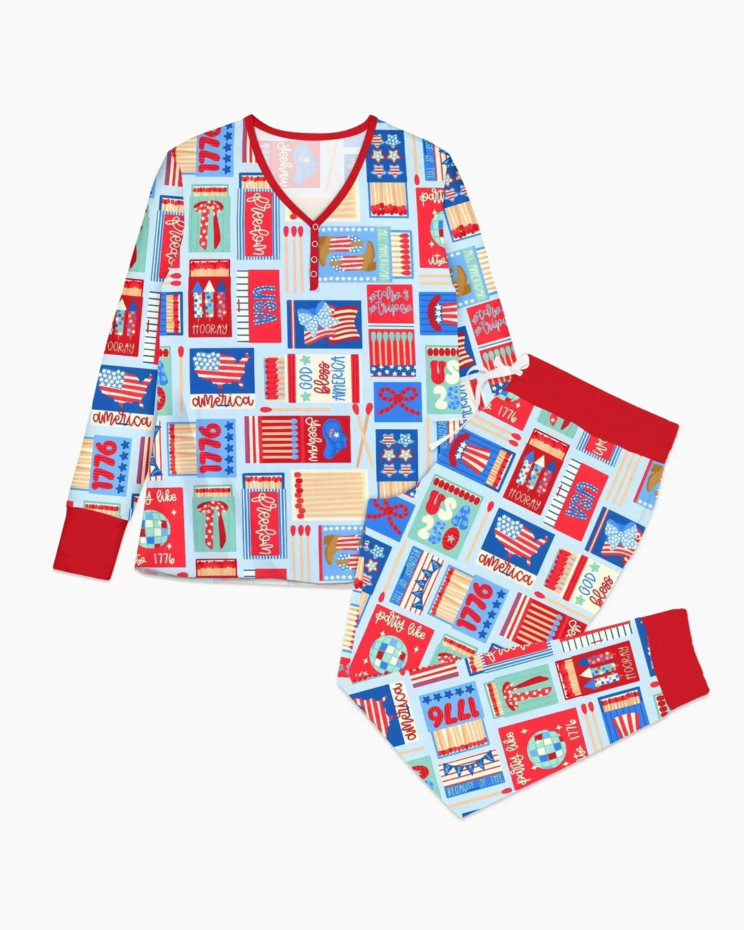 Patriotic Matchbox Family Matching Bamboo Women Pajama Set