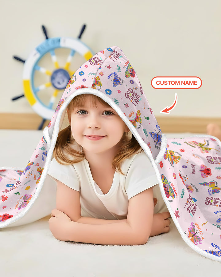 Custom Name God says I am Butterfly Wearable Hooded Blanket
