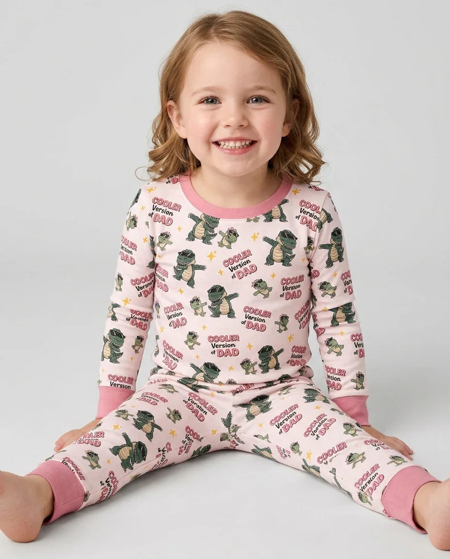 Cool Dino Daddy & Me Matching Bamboo Two Piece Long Sleeve Pajama Set