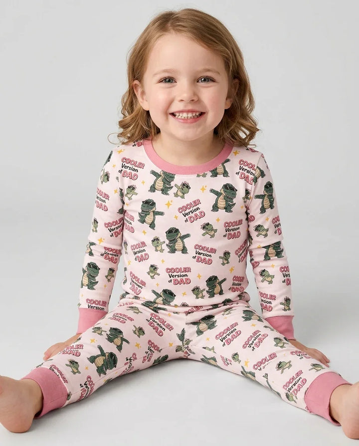 Cool Dino Daddy & Me Matching Bamboo Two Piece Long Sleeve Pajama Set
