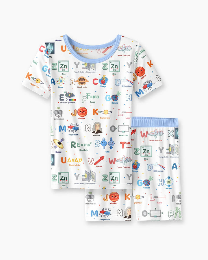 The Physics Alphabet Bamboo Two Piece Short Sleeve Shorts Pajama Set
