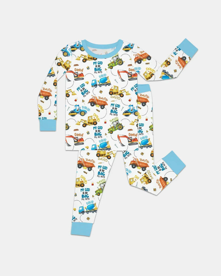Pijama de dos piezas de bambú con manga larga y nombre personalizado "My God Is So Big"