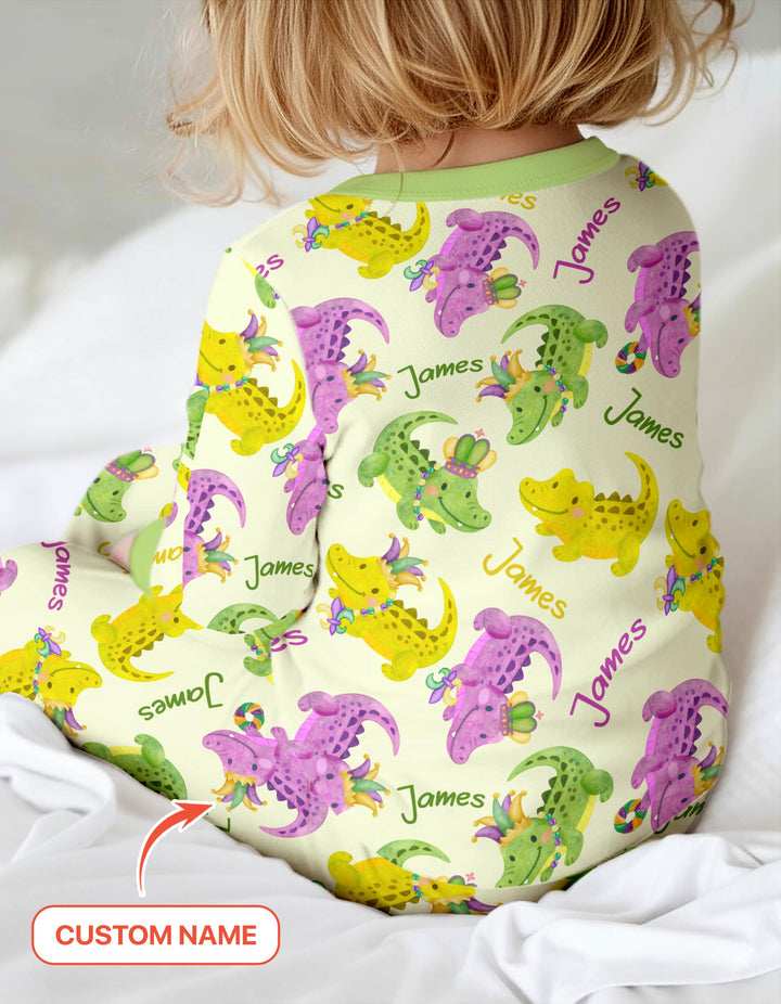 Custom Name Mardi Gras Alligator Convertible Zippy