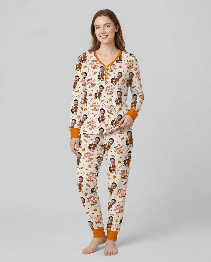 Custom Photo Dad's Grilling Buddy Family Matching Bamboo Women Pajama Set