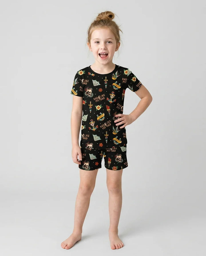Conjunto de pijama de dos piezas de bambú a juego de manga corta y pantalón corto Rad Dad Society para padre e hijo