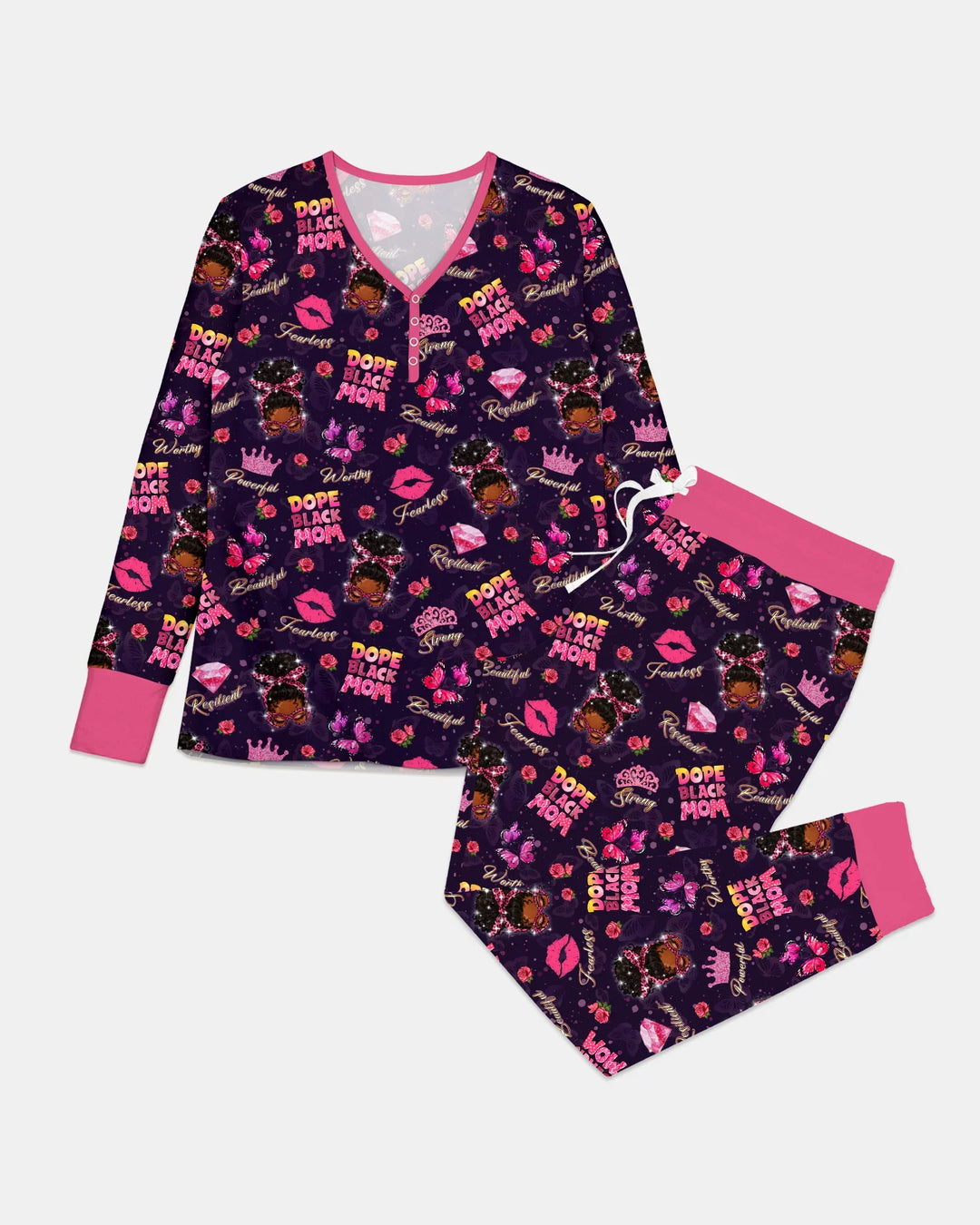 Dope Black Queen Bambus Schlafanzug Set für Damen