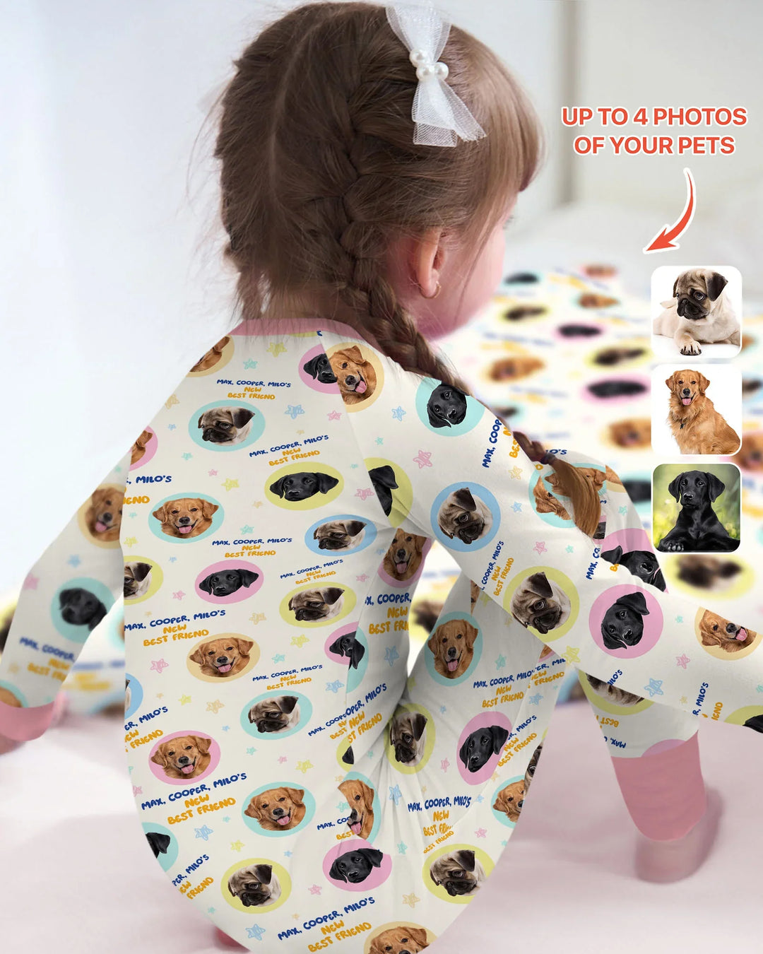 Pijama convertible de bambú con cremallera y fotos personalizadas de tu mascota "Mi nuevo mejor amigo"
