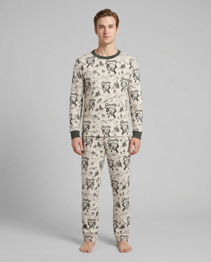 Vintage Jimothy Racoon Family Matching Bamboo Men's Pajama Set