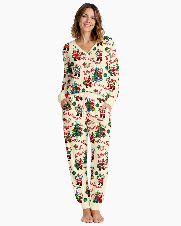 Funny Christmas Santa Bamboo Women Pajama Set