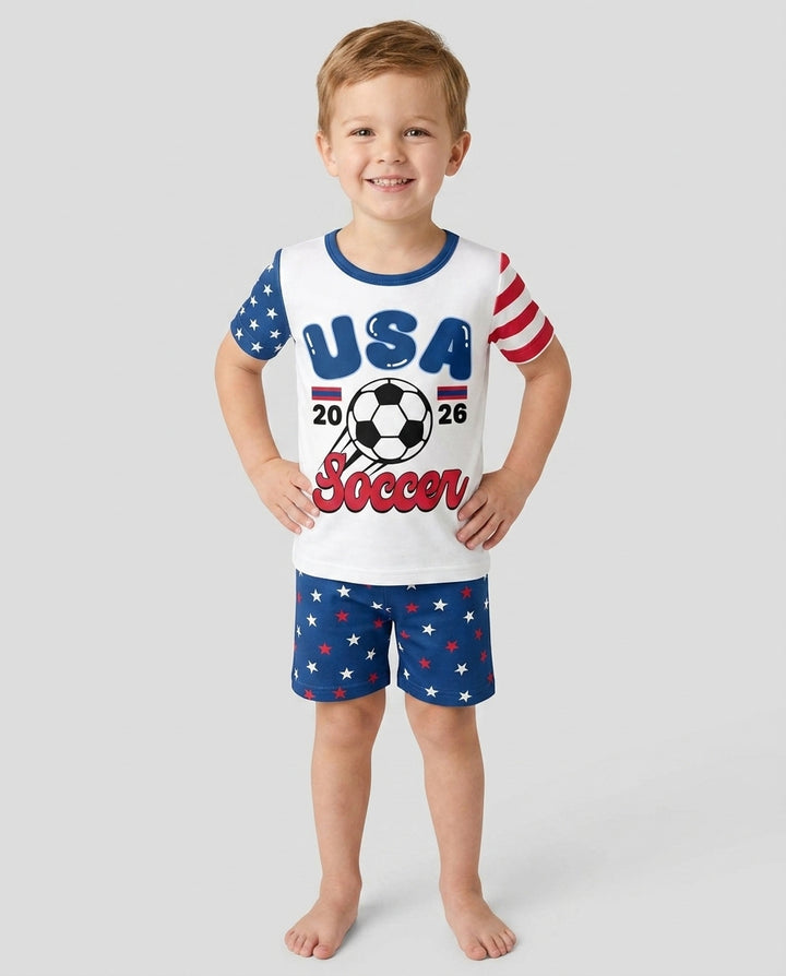 USA Soccer Cup Bamboo Two Piece Short Sleeve Shorts Pajama Set