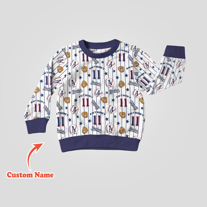 Custom Name Baseball Time Crewneck Sweatshirt