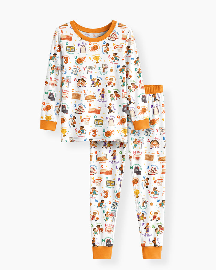 Basketball Alphabet Bamboo Two Piece Long Sleeve Pajama Set