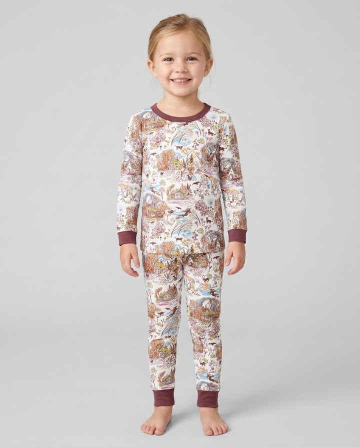 Whimsical Halloween Village Bamboo Two Piece Long Sleeve Pajama Set