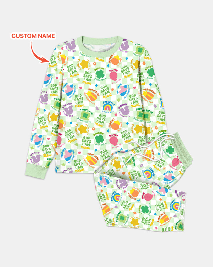 God Says I Am St. Patrick’s Day Custom Name Family Matching Men's Pajama Set