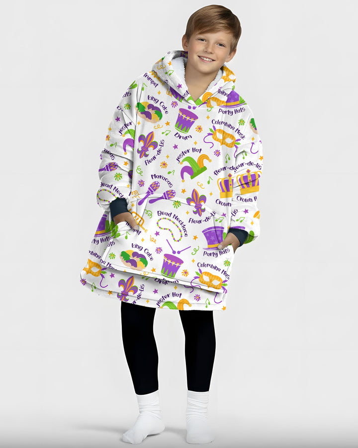Mardi Gras Family Matching Blanket Hoodie