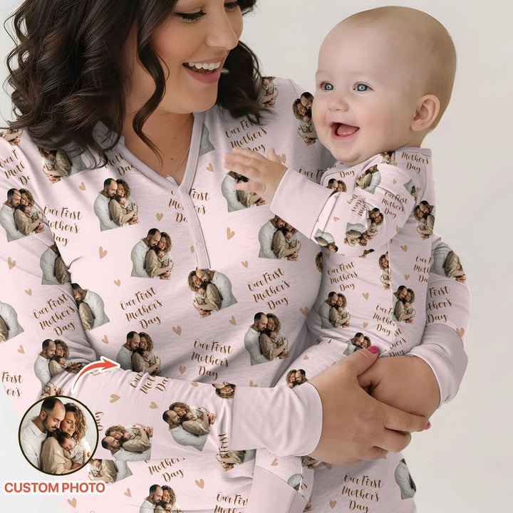 Custom Photo Our First as Parents Bamboo Women Pajama Set