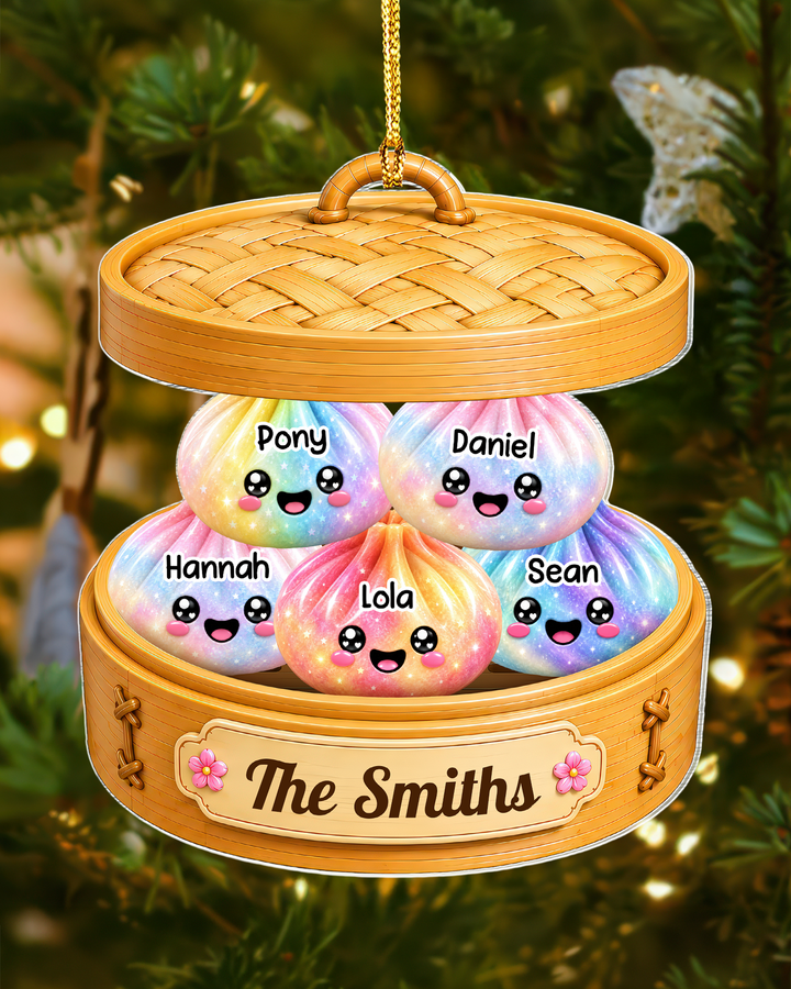 Glitter Dumpling Family Personalized Acrylic Ornament