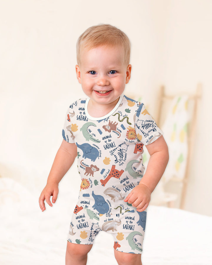 Funny African Animals Two Piece Short Sleeve Shorts Pajama Set