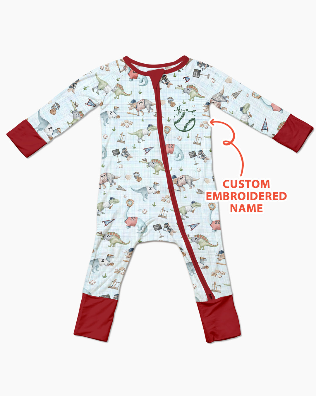 Custom Embroidered Dinosaurs Baseball  Bamboo Convertible Zippy