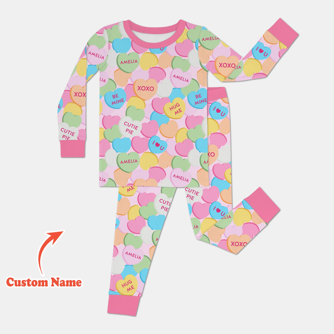Valentine Candy Crush Family Matching Two Piece Long Sleeve Pajama Set