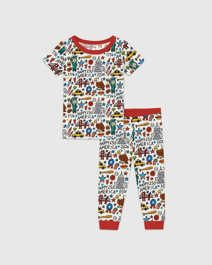 Doodle America 250th Anniversary Family Two Piece Short Sleeve Pajama Set
