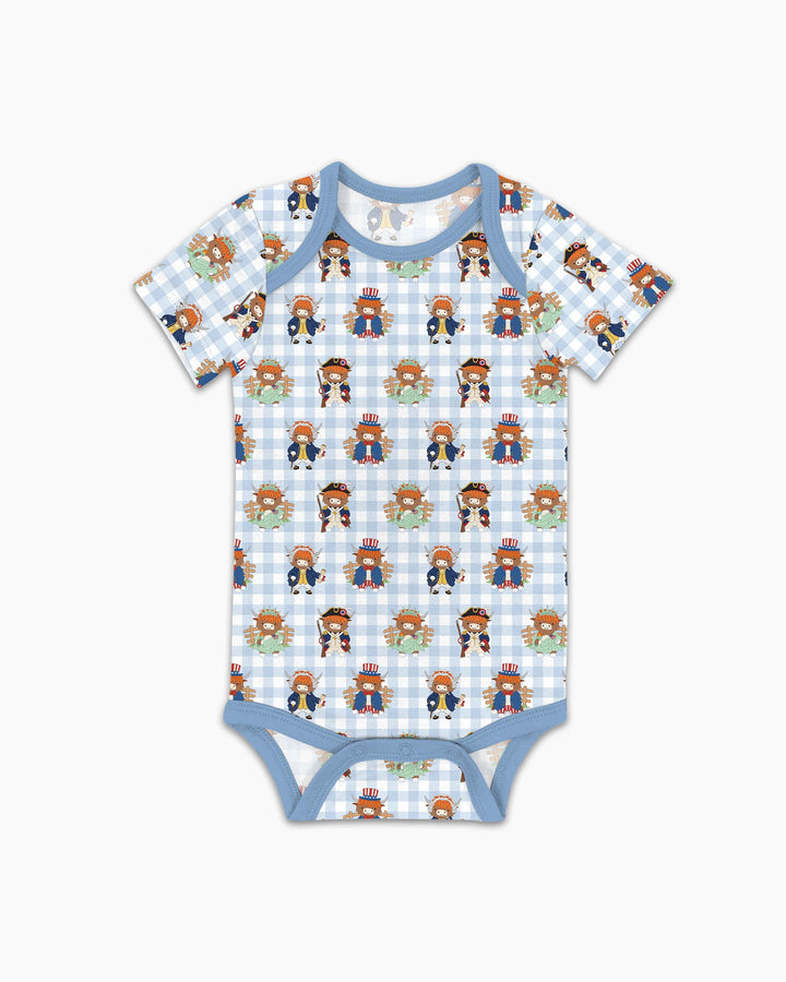 Patriotic 4th of July Highland Cow Bamboo Bodysuit