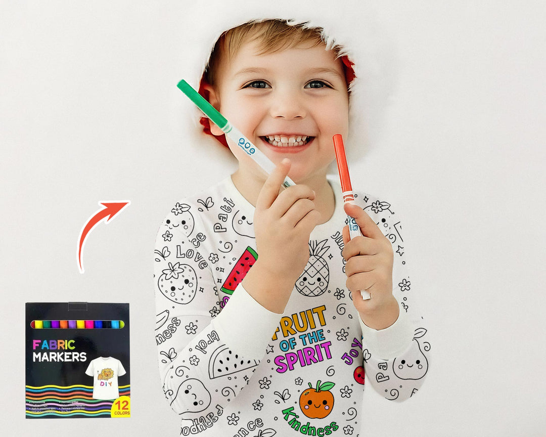 All Colorable Fruit of the Spirit Two Piece Long Sleeve Pajama Set