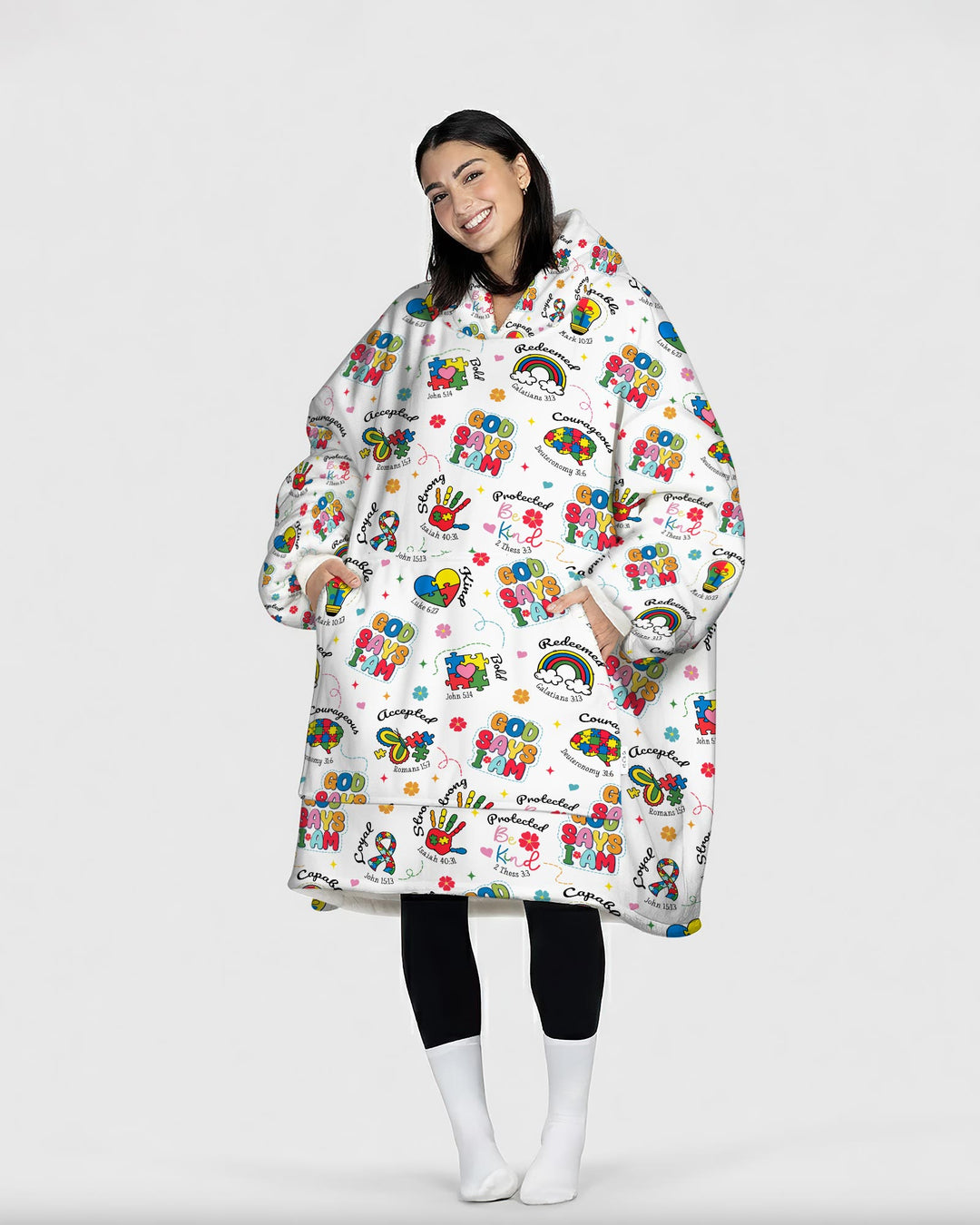 God Says I am Different Wearable Blanket Hoodie