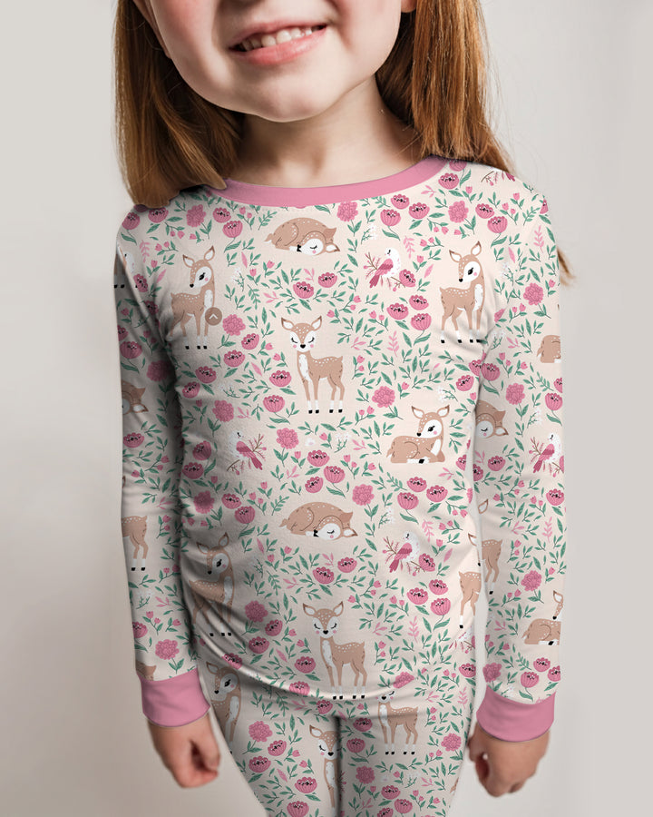 Little Deer Meadow Bamboo Two Piece Long Sleeve Pajama Set