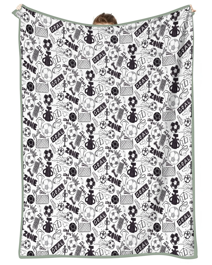 Soccer Doodle Bamboo Blanket