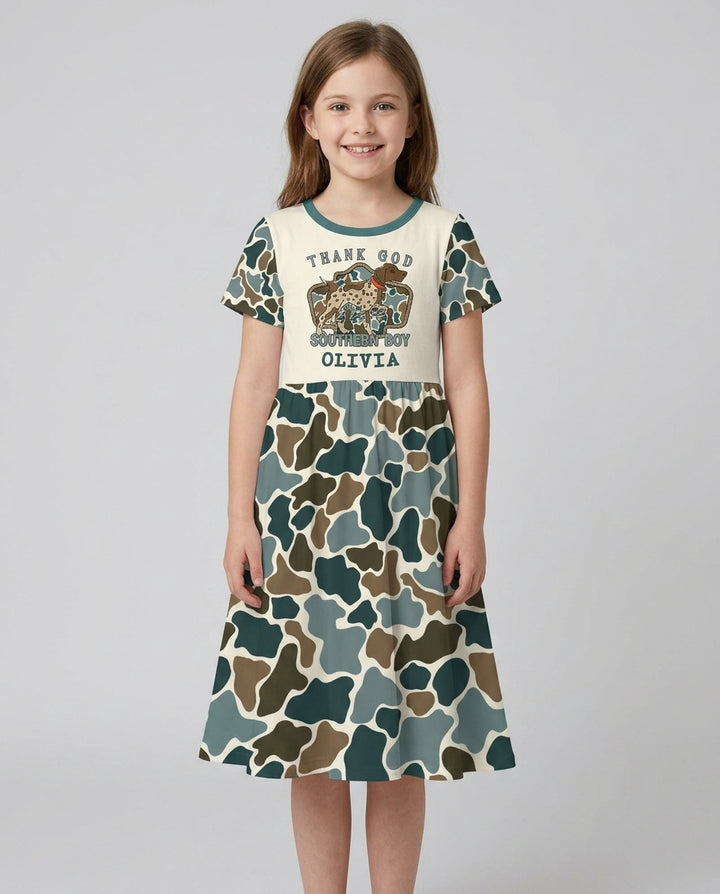 Custom Name Thank God I'm a Southern Bamboo Twirl Dress