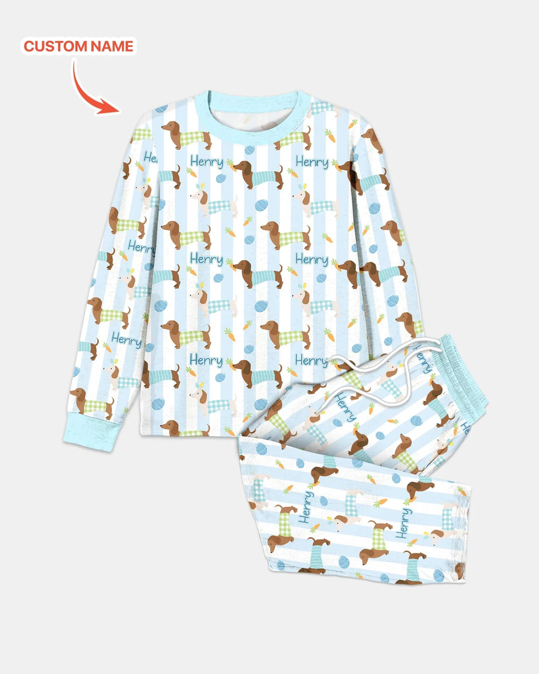 Custom Name Easter Dachshunds Family Matching Men's Pajama Set