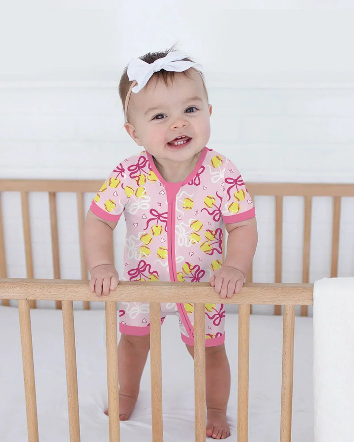 Softball Cherry Mom And Girl Matching Shorty Zippy