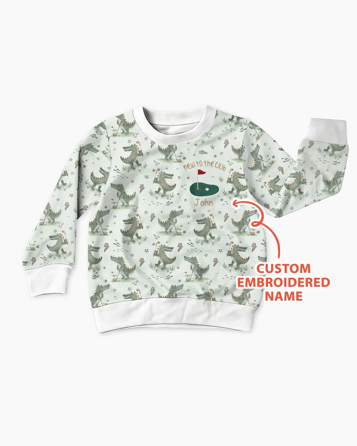 Personalized Embroidered Name Crocodile Golf Bamboo Crewneck Sweatshirt