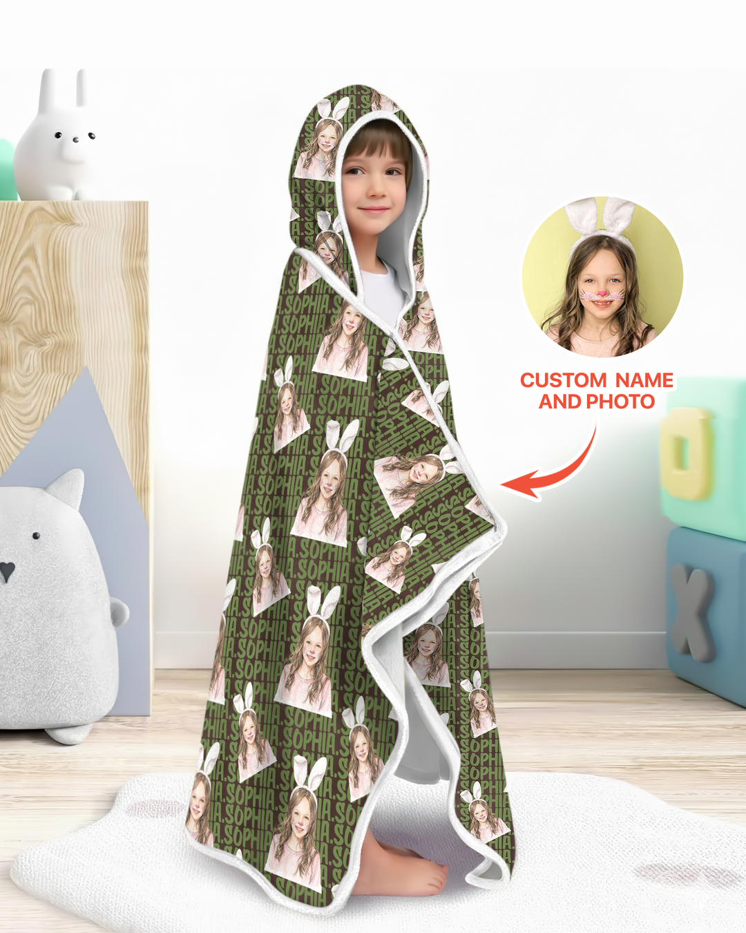 Colorful Kids Name Bamboo Blanket Hoodie