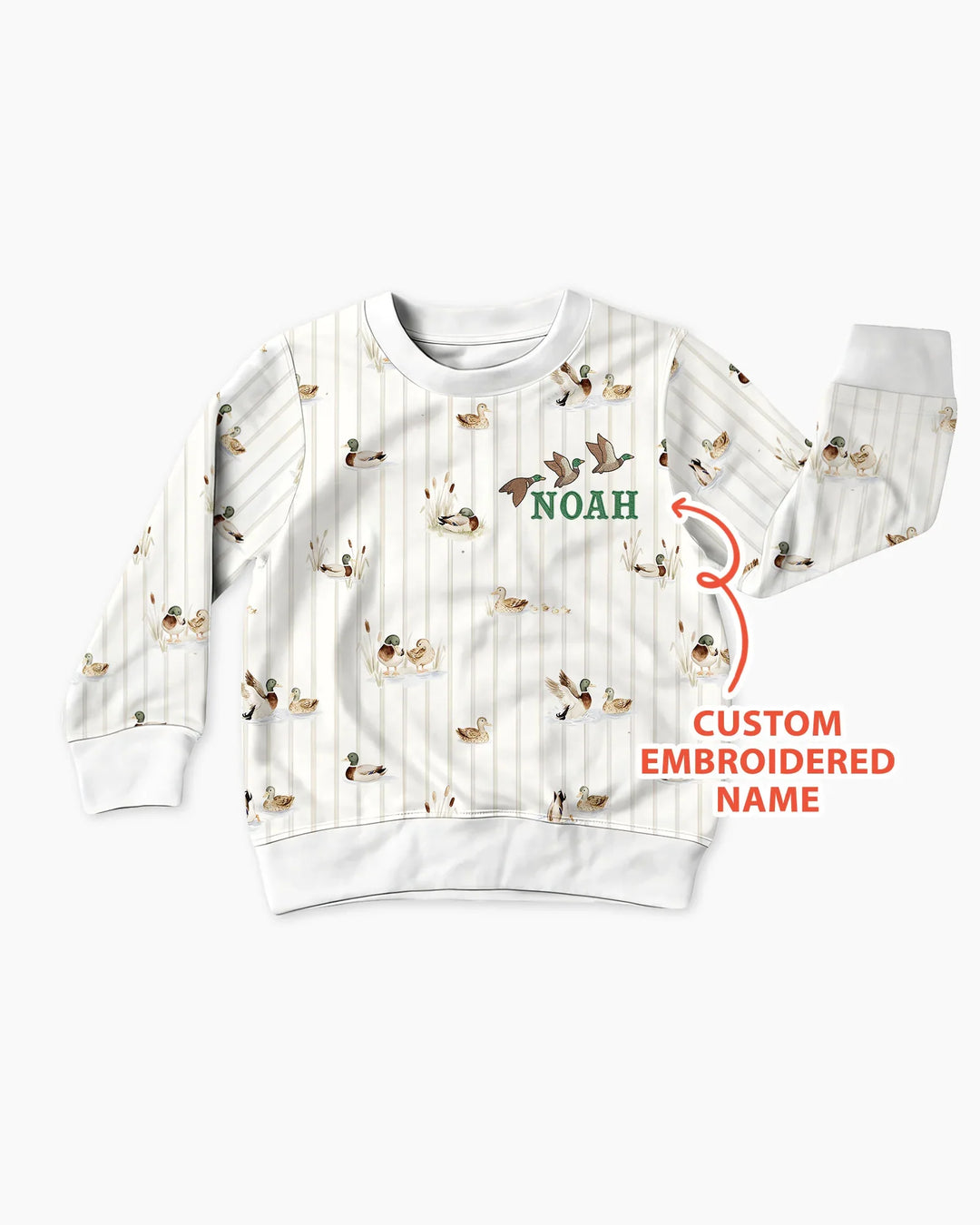 Custom Embroidered Name Mallard Duck Bamboo Crewneck Sweatshirt