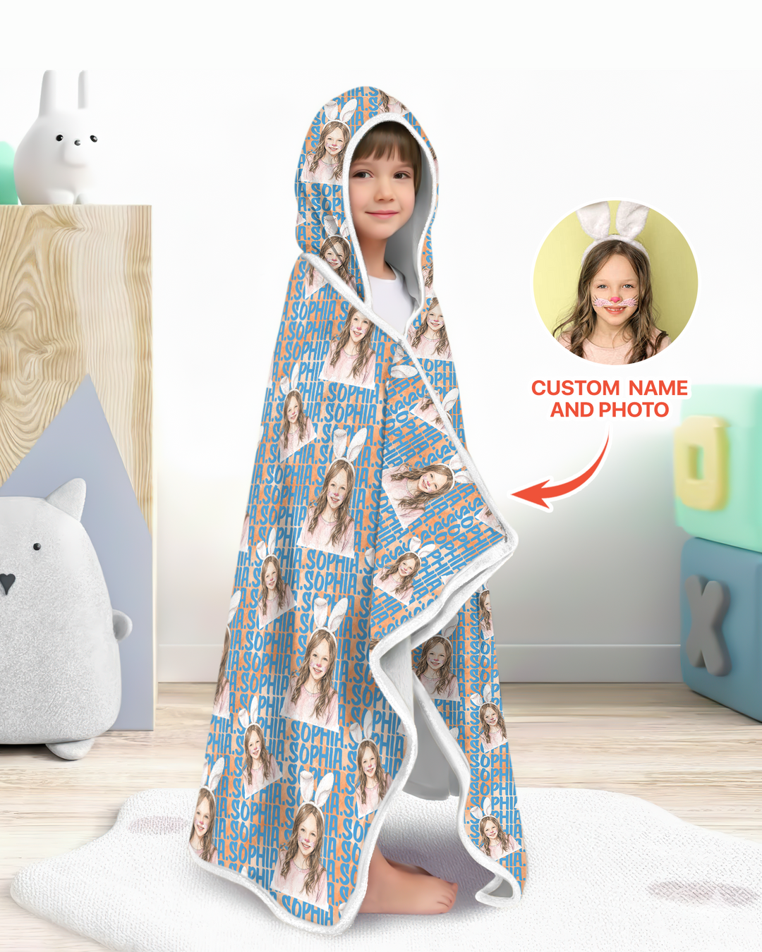 Colorful Kids Name Bamboo Blanket Hoodie