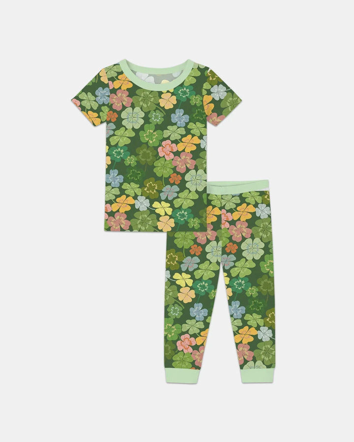 Lucky 4 Leaf Clover Two Piece Short Sleeve Pajama Set