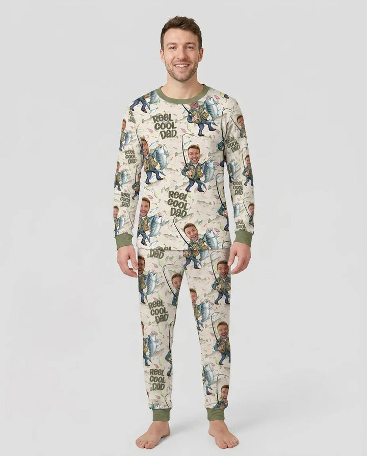 Custom Photo Dad Fishing's Buddy Daddy & Me Matching  Bamboo Men's Pajama Set