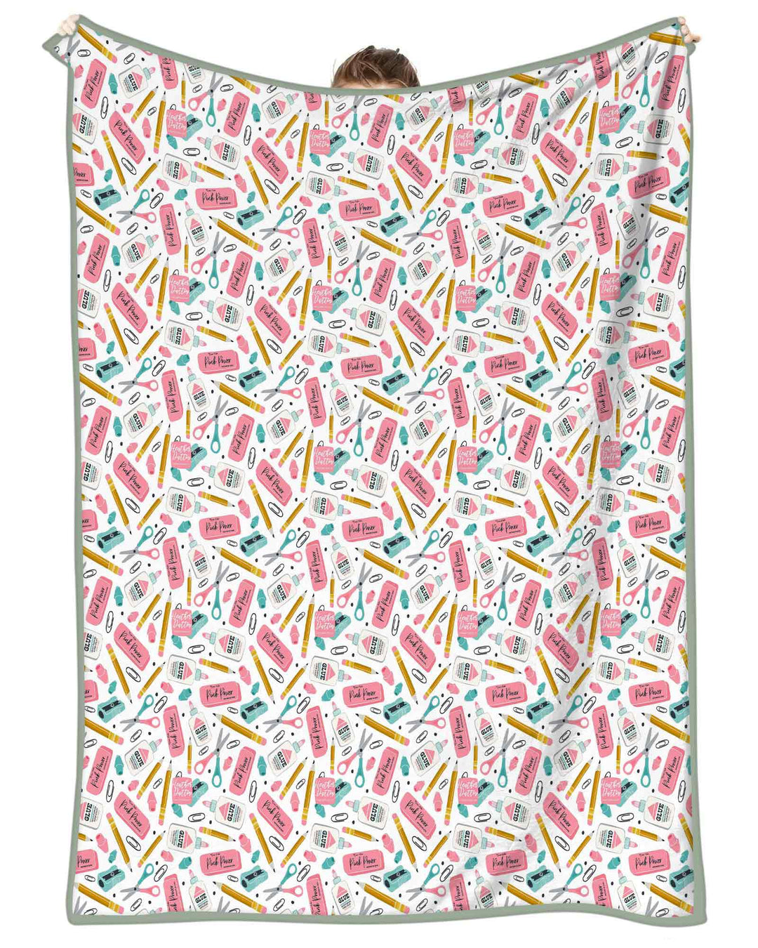 Pink Power School Supplies Bamboo Blanket